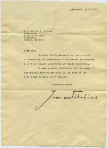 Letter to Clifford Gillam from Sibelius, 1955 web